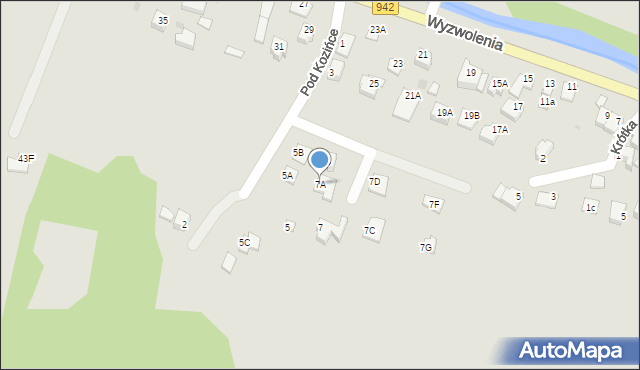 Wisła, Pod Kozińce, 7A, mapa Wisła