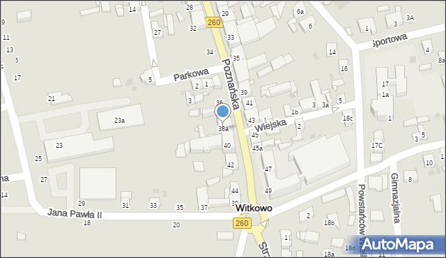 Witkowo, Poznańska, 38a, mapa Witkowo