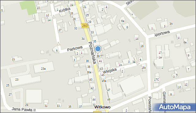 Witkowo, Poznańska, 39, mapa Witkowo