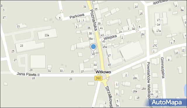 Witkowo, Poznańska, 42, mapa Witkowo