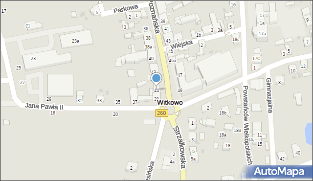 Witkowo, Poznańska, 44, mapa Witkowo