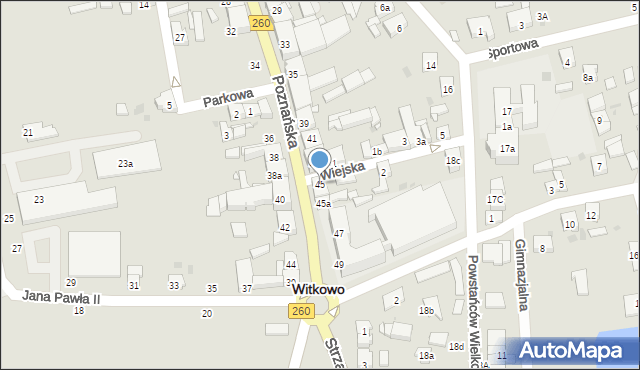 Witkowo, Poznańska, 45, mapa Witkowo