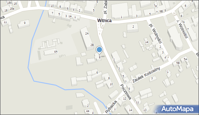 Witnica, Pocztowa, 4, mapa Witnica