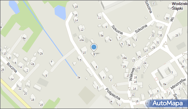 Wodzisław Śląski, Pośpiecha Pawła, ks., 8, mapa Wodzisławia Śląskiego