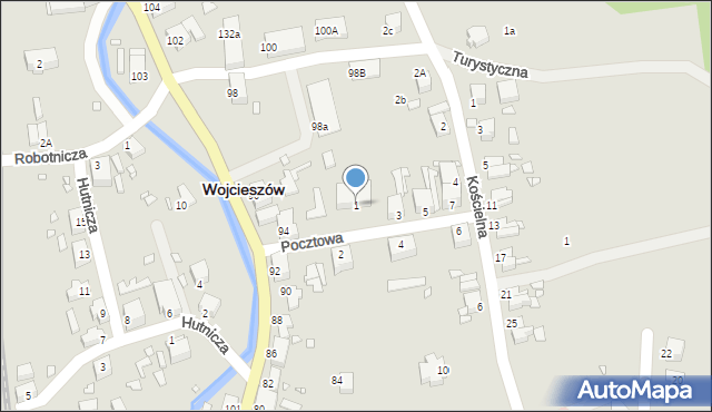 Wojcieszów, Pocztowa, 1, mapa Wojcieszów