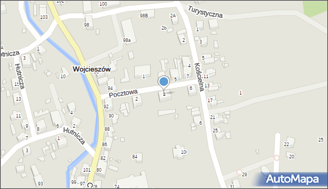 Wojcieszów, Pocztowa, 4, mapa Wojcieszów