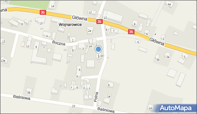 Wojnarowice, Polna, 2, mapa Wojnarowice