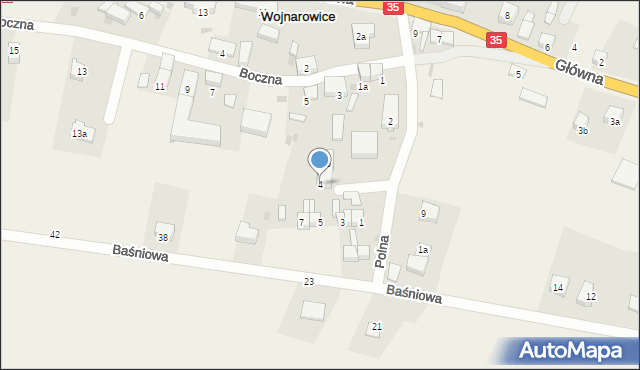 Wojnarowice, Polna, 4, mapa Wojnarowice