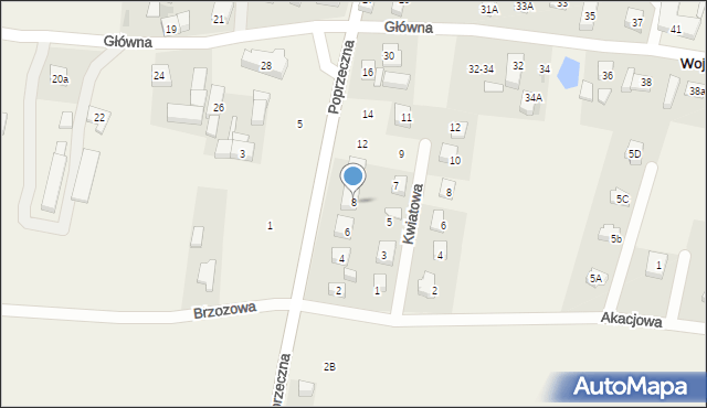 Wojnowice, Poprzeczna, 8, mapa Wojnowice