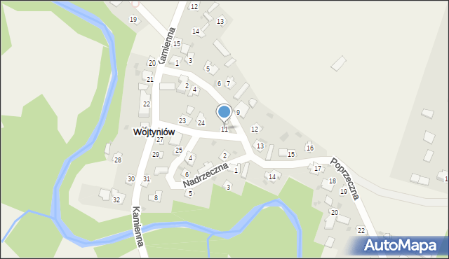 Wojtyniów, Poprzeczna, 11, mapa Wojtyniów