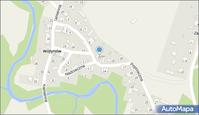 Wojtyniów, Poprzeczna, 13, mapa Wojtyniów