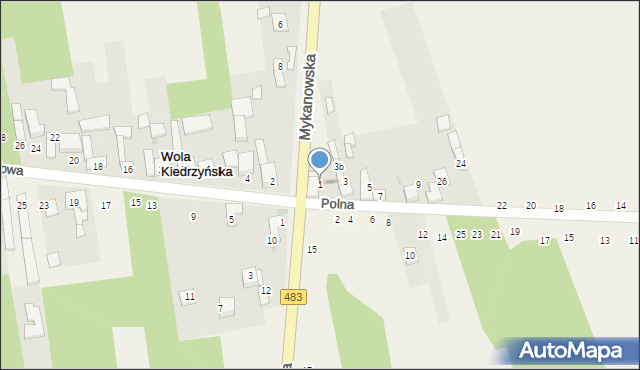 Wola Kiedrzyńska, Polna, 1, mapa Wola Kiedrzyńska