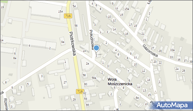 Wola Moszczenicka, Południowa, 1, mapa Wola Moszczenicka