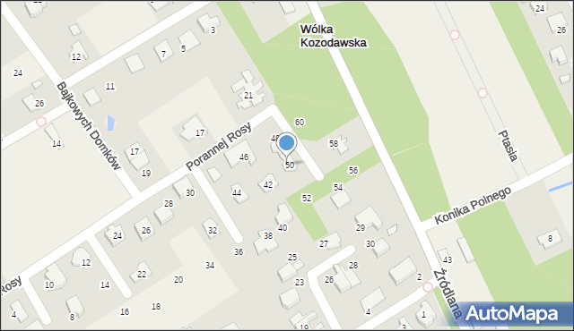 Wólka Kozodawska, Porannej Rosy, 50A, mapa Wólka Kozodawska