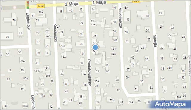 Wołomin, Poniatowskiego, 29a, mapa Wołomin