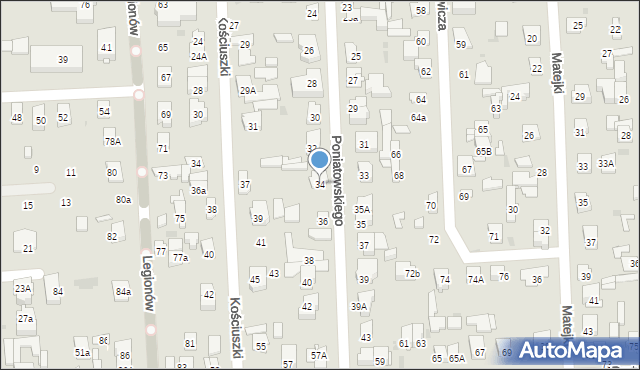 Wołomin, Poniatowskiego, 34, mapa Wołomin