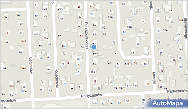 Wołomin, Poniatowskiego, 37, mapa Wołomin