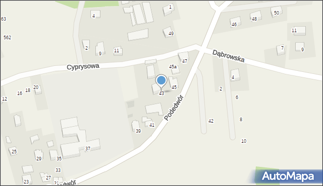 Wołowice, Podedwór, 43, mapa Wołowice