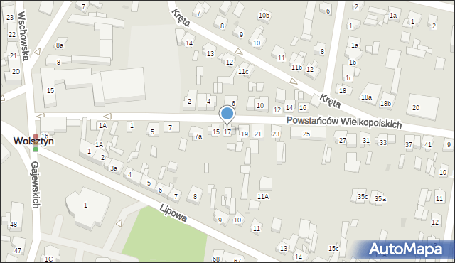 Wolsztyn, Powstańców Wielkopolskich, 17, mapa Wolsztyn