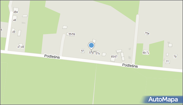 Woźniki, Podleśna, 57a, mapa Woźniki