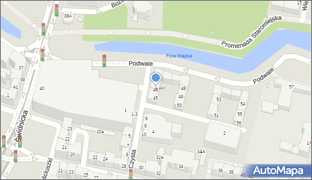 Wrocław, Podwale, 46, mapa Wrocławia