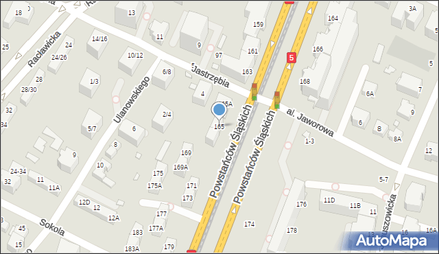 Wrocław, Powstańców Śląskich, 165, mapa Wrocławia
