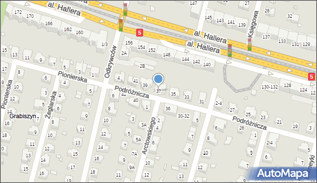 Wrocław, Podróżnicza, 37, mapa Wrocławia