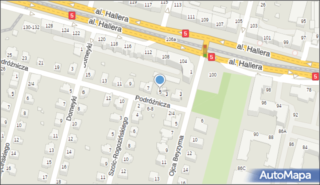 Wrocław, Podróżnicza, 5, mapa Wrocławia