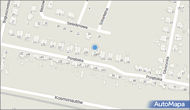 Wrocław, Porębska, 105, mapa Wrocławia