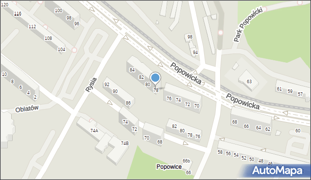 Wrocław, Popowicka, 78, mapa Wrocławia