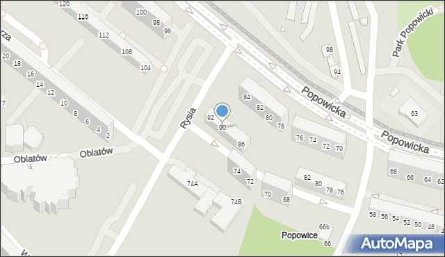 Wrocław, Popowicka, 90, mapa Wrocławia