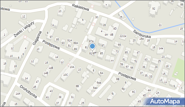 Wrocław, Postępowa, 81-87, mapa Wrocławia