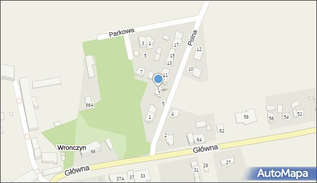 Wronczyn, Polna, 7, mapa Wronczyn