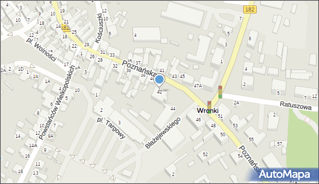 Wronki, Poznańska, 42, mapa Wronki