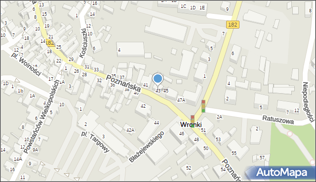 Wronki, Poznańska, 43, mapa Wronki