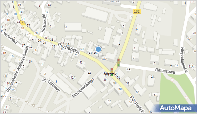 Wronki, Poznańska, 47, mapa Wronki