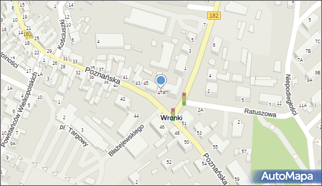 Wronki, Poznańska, 47A, mapa Wronki