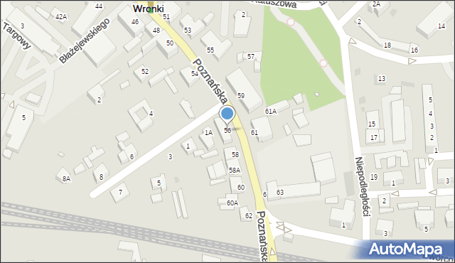 Wronki, Poznańska, 56, mapa Wronki