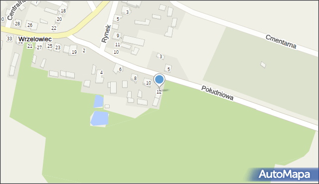 Wrzelowiec, Południowa, 12, mapa Wrzelowiec