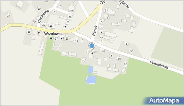 Wrzelowiec, Południowa, 4, mapa Wrzelowiec