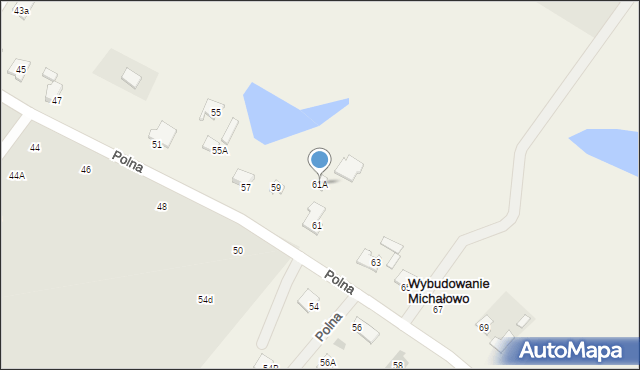 Wybudowanie Michałowo, Polna, 61A, mapa Wybudowanie Michałowo