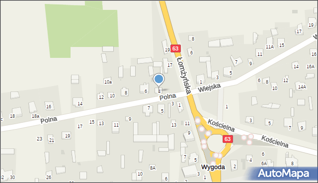 Wygoda, Polna, 4, mapa Wygoda