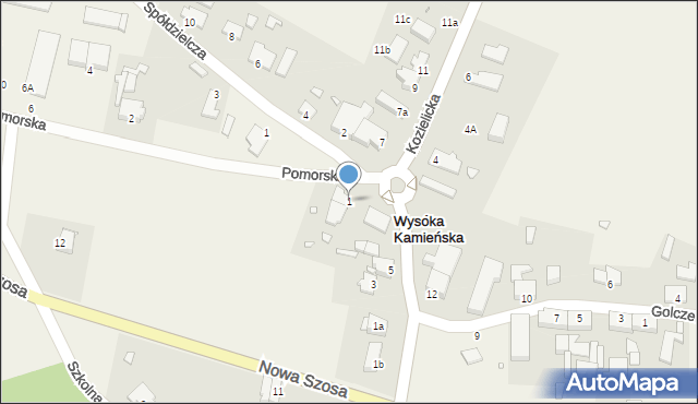 Wysoka Kamieńska, Pomorska, 1, mapa Wysoka Kamieńska