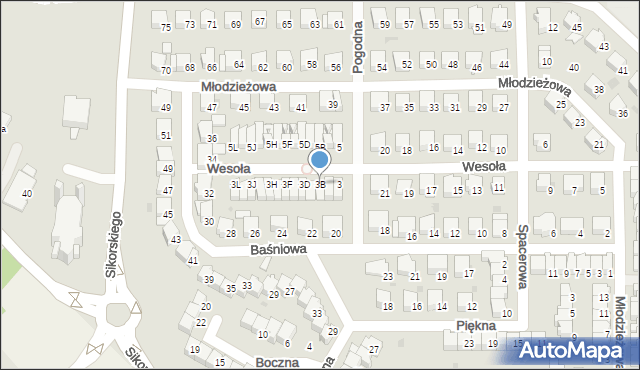 Wyszków, Pogodna, 3B, mapa Wyszków