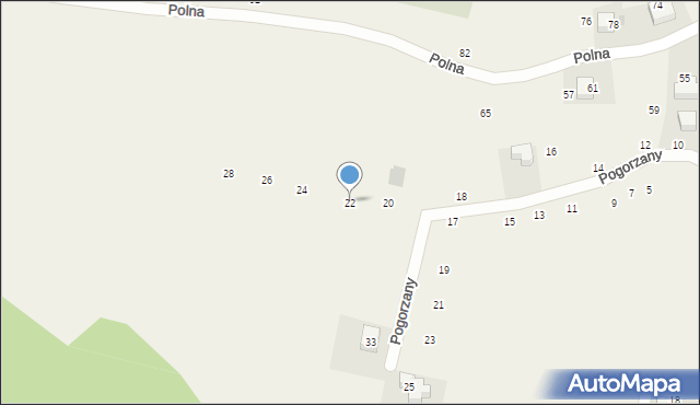 Zabierzów, Pogorzany, 22, mapa Zabierzów