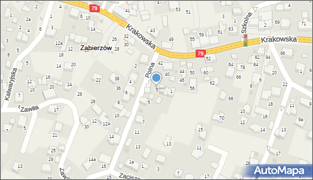 Zabierzów, Polna, 3, mapa Zabierzów