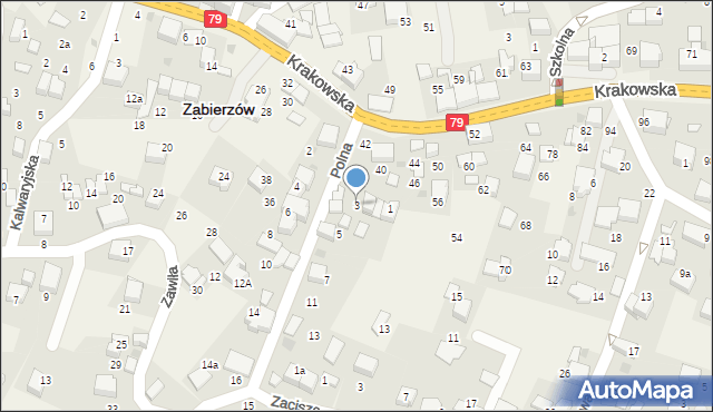 Zabierzów, Polna, 3, mapa Zabierzów