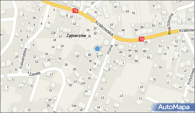 Zabierzów, Polna, 4, mapa Zabierzów