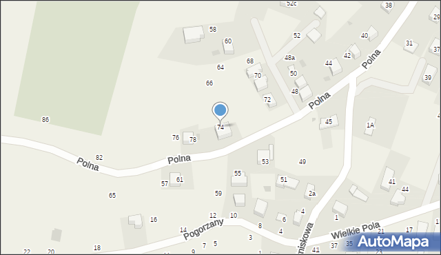 Zabierzów, Polna, 74, mapa Zabierzów