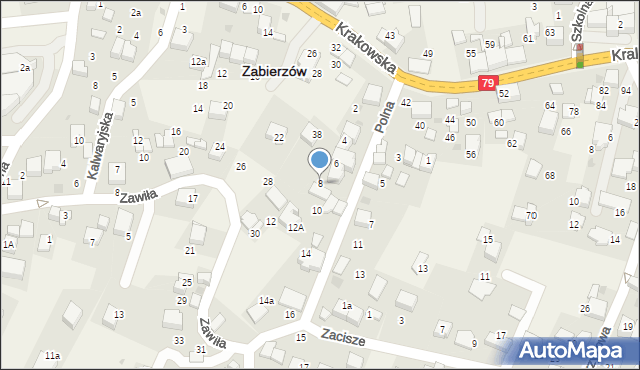 Zabierzów, Polna, 8, mapa Zabierzów